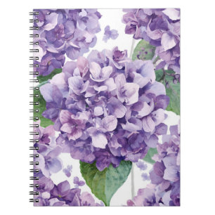 Purple Hydrangea Watercolor Floral Lavender Bloom Notebook