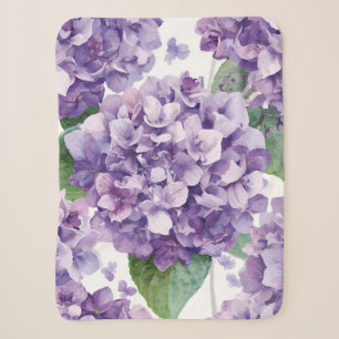 Purple Hydrangea Watercolor Floral Lavender Bloom Sherpa Blanket