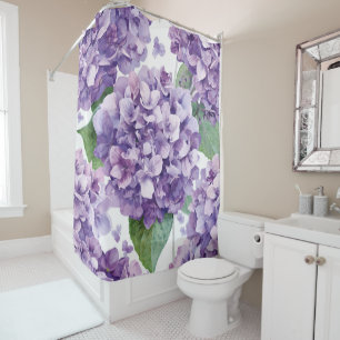 Purple Hydrangea Watercolor Floral Lavender Bloom Shower Curtain