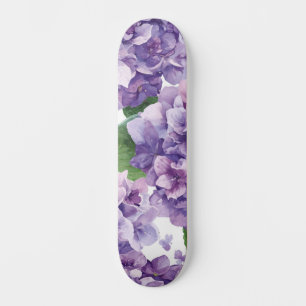 Purple Hydrangea Watercolor Floral Lavender Bloom Skateboard
