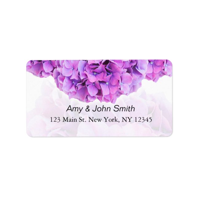 Purple hydrangea wedding address labels hydrangea4 (Front)