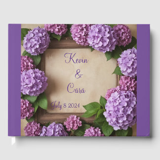 Purple Hydrangea Wedding Guest Book