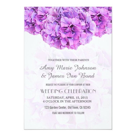 Purple hydrangea wedding invitations hydrangea4
