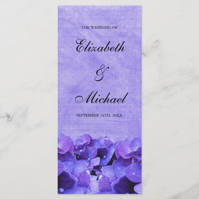 Purple Hydrangea Wedding Program (Front)