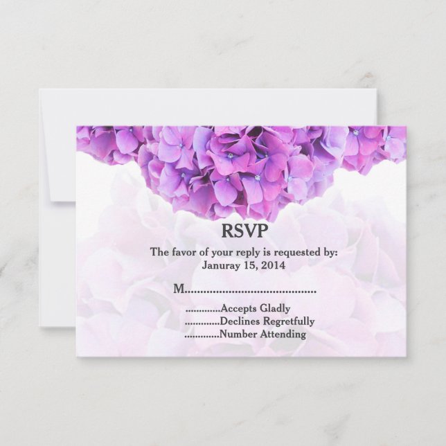 Purple hydrangea wedding RSVP hydrangea4 Card (Front)