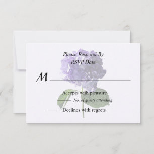 Purple Hydrangea With Leaves RSVP Card