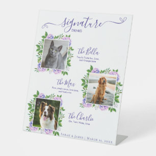 Purple Hydrangeas 3 Photo Pet Signature Drink Pedestal Sign
