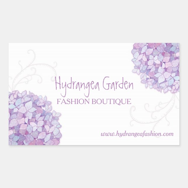 Purple Hydrangeas Business Rectangular Sticker (Front)