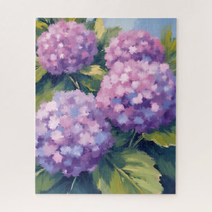 Purple Hydrangeas Floral Watercolor Painting Jigsaw Puzzle