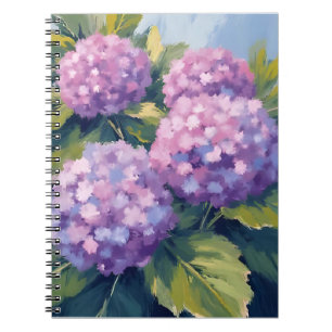 Purple Hydrangeas Floral Watercolor Painting Notebook