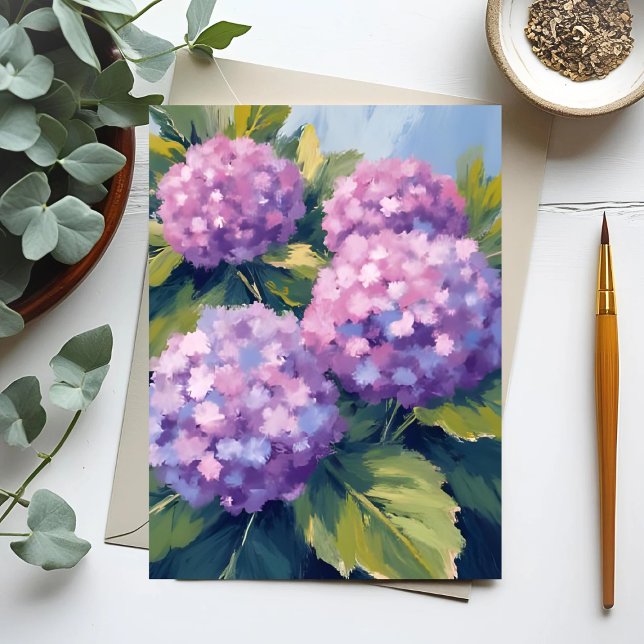 Purple Hydrangeas Floral Watercolor Painting Postcard (Creator Uploaded)
