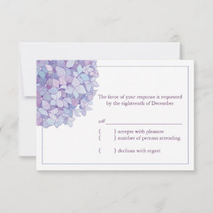 Purple Hydrangeas Floral Wedding RSVP Card