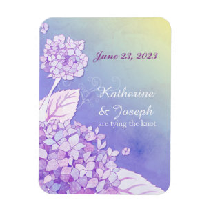 Purple Hydrangeas Floral Wedding Save the Date Magnet