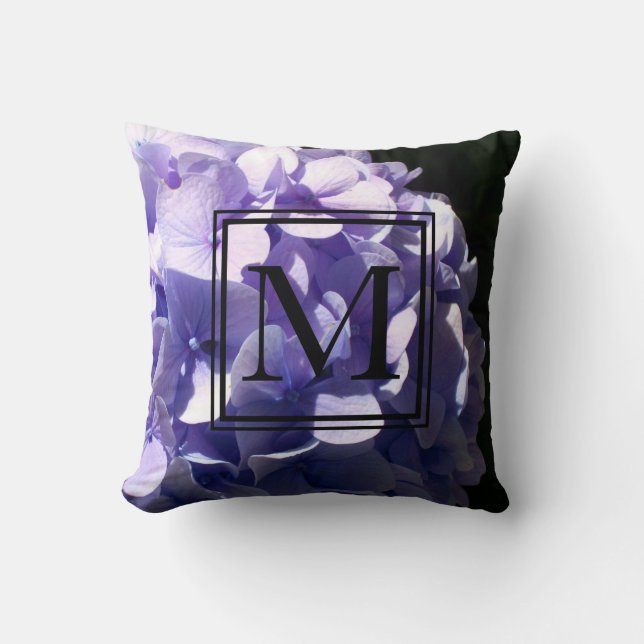 Purple Hydrangeas monogram  Cushion (Front)