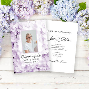 Purple Hydrangeas Watercolor Celebration of Life Invitation