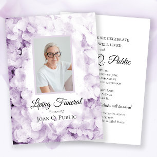 Purple Hydrangeas Watercolor Living Funeral Party Invitation