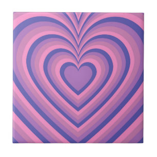Purple Hypnotic Heart Love Pattern Ceramic Tile