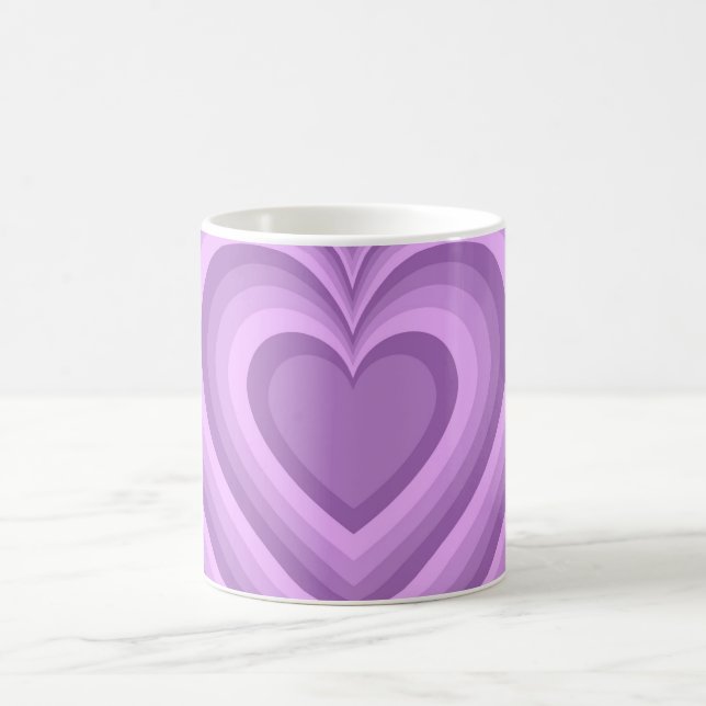 Purple Hypnotic Heart Love Pattern Coffee Mug (Center)