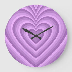 Purple Hypnotic Heart Love Pattern Large Clock