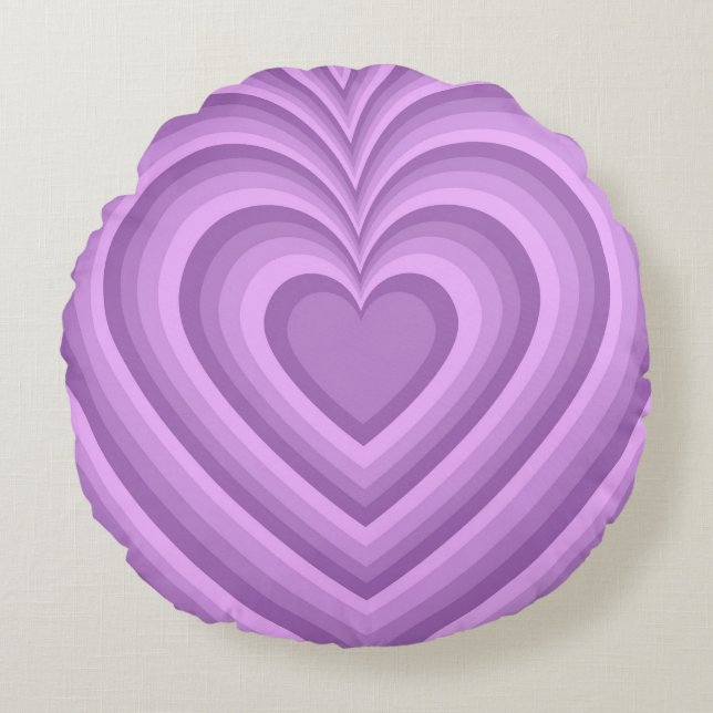 Purple Hypnotic Heart Love Pattern Round Cushion (Front)