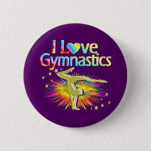 PURPLE I LOVE GYMNASTIC BUTTON