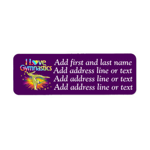 PURPLE I LOVE GYMNASTICS ADDRESS LABELS