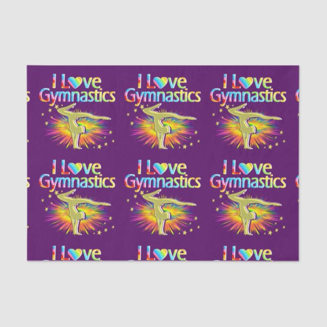 PURPLE I LOVE GYMNASTICS TISSUE PAPER (Front)