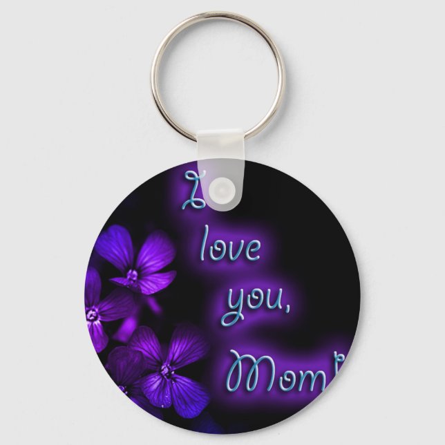 Purple I Love You Mum design Key Ring (Front)