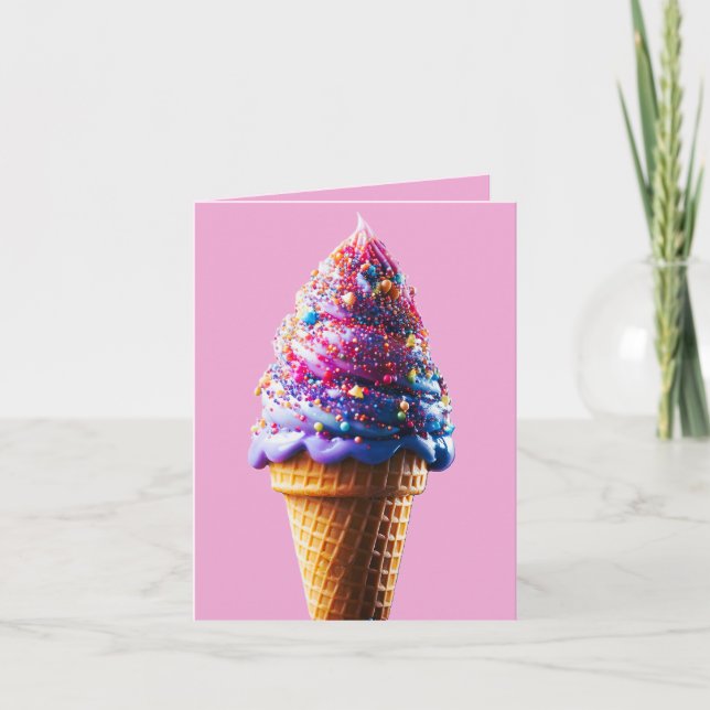 Purple Ice Cream Cone  Thank You Card (Front)