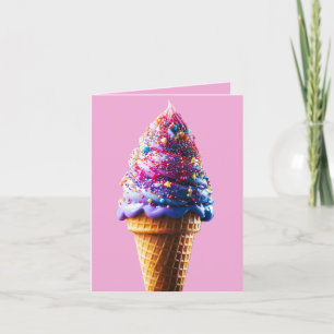 Purple Ice Cream Cone Thank You Card