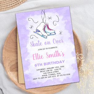 Purple Ice Skating Birthday Invitations