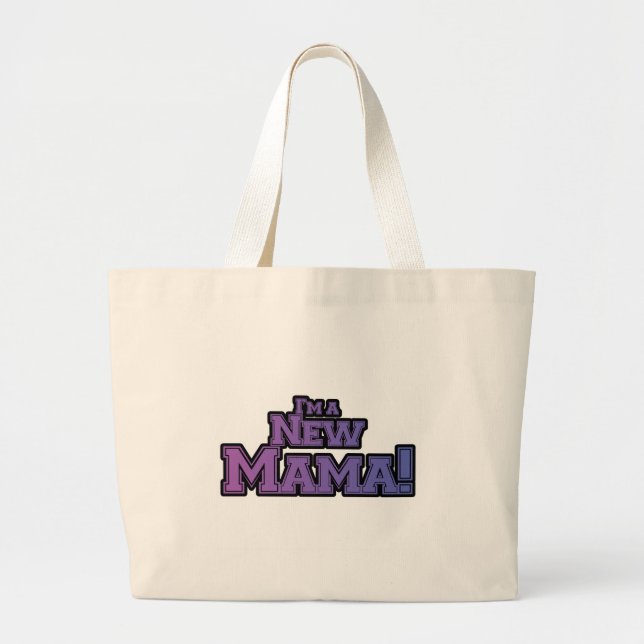 Purple I'm a New Mama Tshirts and Gifts Large Tote Bag (Front)