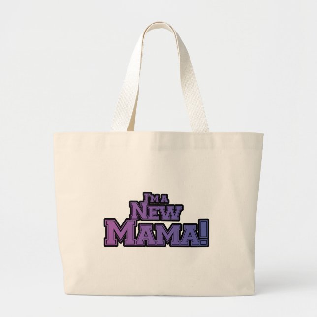 Purple I'm a New Mama Tshirts and Gifts Large Tote Bag (Front)