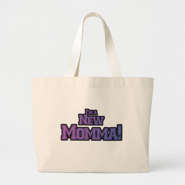 Purple I'm a New Momma Tshirts and Gifts Large Tote Bag (Front)
