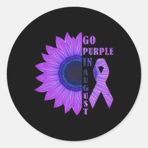 Purple In August Overdose Awareness Month Sunflowe Classic Round Sticker