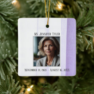 Purple In Loving Memory Funeral Memorial Ceramic Ornament