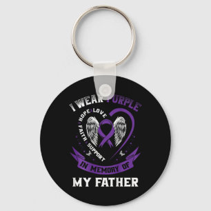 Purple In Memory Of Father Dad Pancreatic Cancer B Key Ring