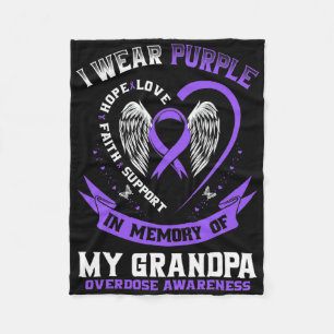 Purple In Memory Of Grandpa Drug Overdose Awarenes Fleece Blanket