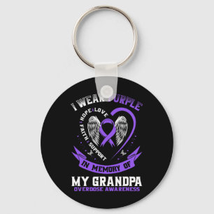 Purple In Memory Of Grandpa Drug Overdose Awarenes Key Ring