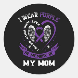 Purple In Memory Of Mum Pancreatic Cancer Awarenes Classic Round Sticker