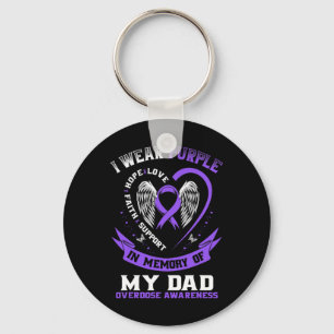 Purple In Memory of my Dad Drug Overdose Awareness Key Ring