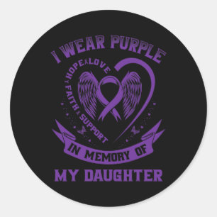 Purple In Memory Of My Daughter Pancreatic Cancer  Classic Round Sticker