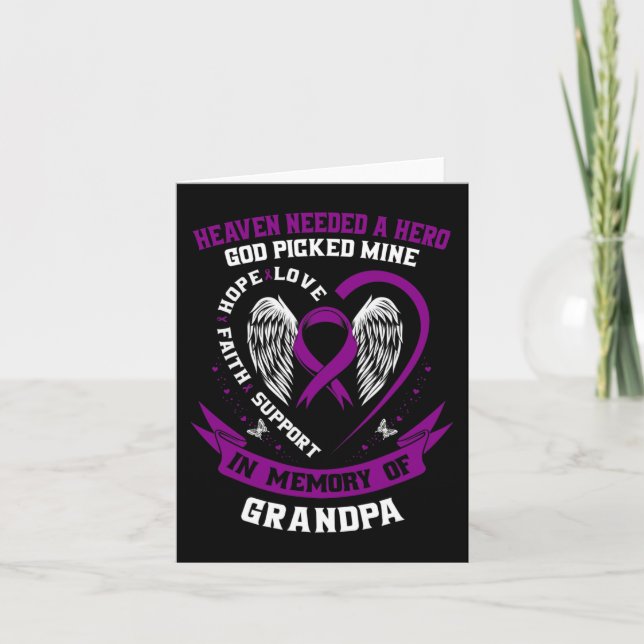 Purple In Memory of my Grandpa Pancreatic Cancer A Card (Front)