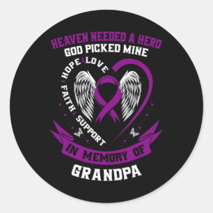 Purple In Memory of my Grandpa Pancreatic Cancer A Classic Round Sticker