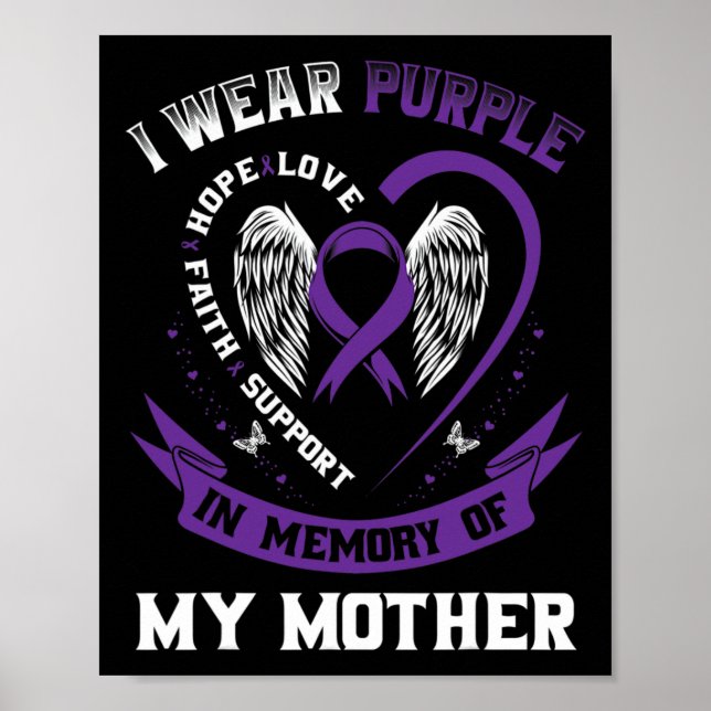 Purple In Memory Of My Mom Mother Epilepsy Awarene Poster (Front)