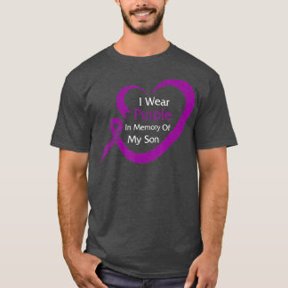 Purple In Memory Of My Son Overdose Awareness Hear T-Shirt
