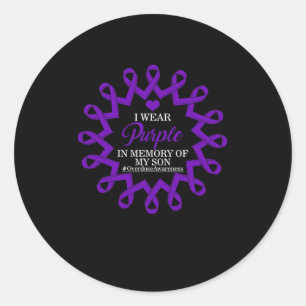 Purple In Memory Of My Son Overdose Awareness Ribb Classic Round Sticker