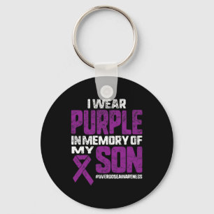 Purple In Memory Of My Son Overdose Awareness Ribb Key Ring