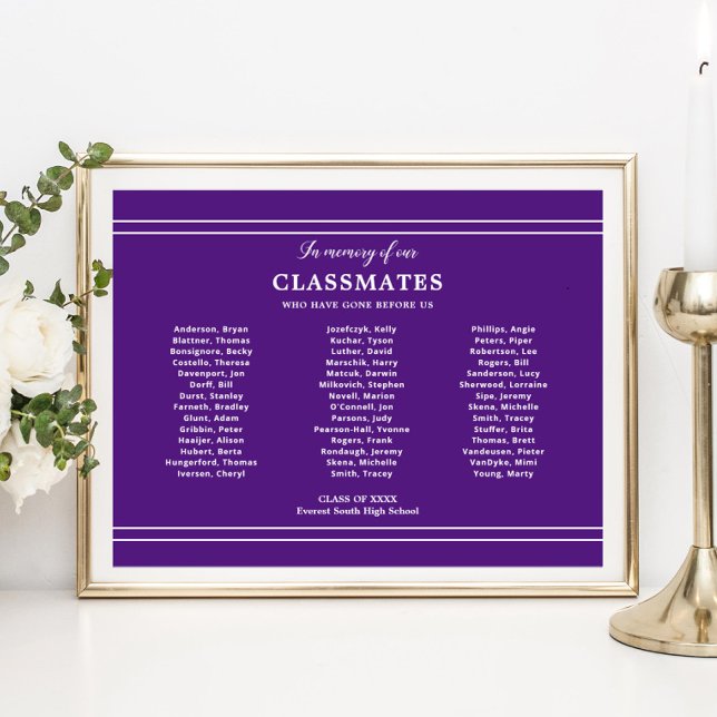 Purple In Memory Of Our Classmates School Reunion Poster (Creator Uploaded)