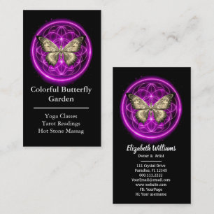 Purple Indigo Butterfly Mystical Mandala Turquoise Business Card